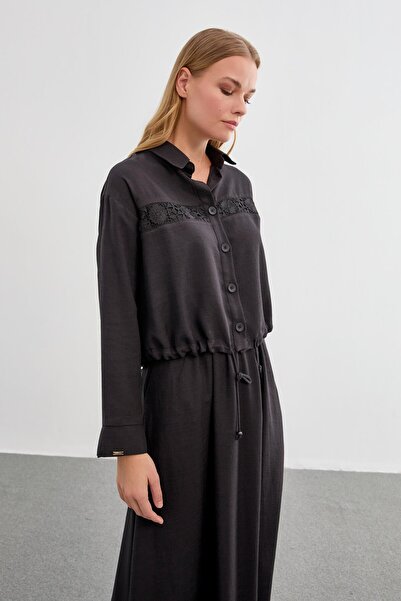 Zühre Lace Detailed Black Double Suit Tk-1266