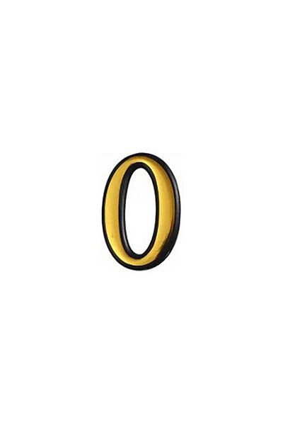 flores Plastic apartment/gate number, self-adhesive, gold, 55 mm, digit 0
