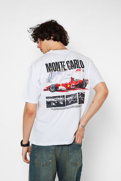 Sekizbiraltı Λευκό μπλουζάκι Unisex Premium με στάμπα Monte Carlo Car