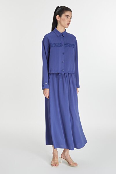 Zühre Lace Detailed Violet Double Suit Tk-1266