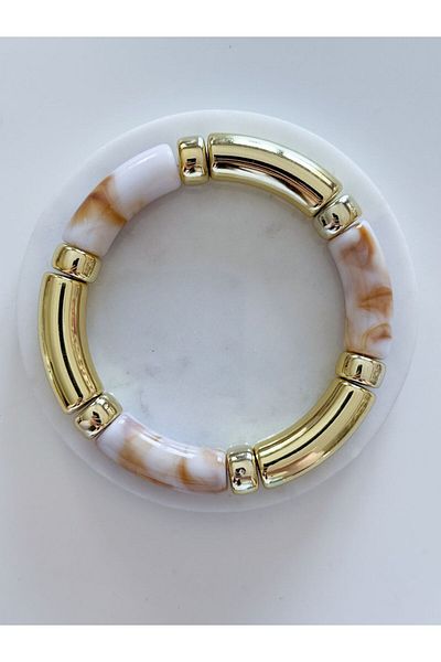CHARMLUCKY Colorful Bone-Gold Elastic Bracelet