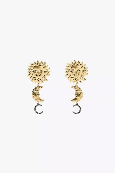 CHARMLUCKY Steel Sun Moon Earrings