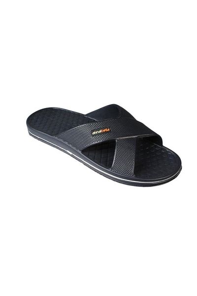 Yaz Kış Ayakkabı Yazkiş Men's Black Navy Blue Cross Banded 46-47 Large Size Pool Sea Garden Slippers