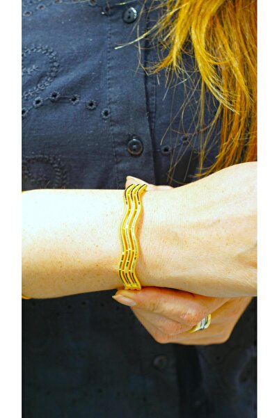 TUNCAY KUYUMCULUK 3 SIRA ZİGZAG AJDA 14 AYAR KELEPÇE BİLEZİK