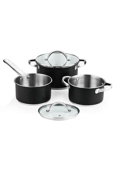 Bergner Pot Set With Lids 5 Pcs Stainless Steel Induction Dishwasher Ronda Black