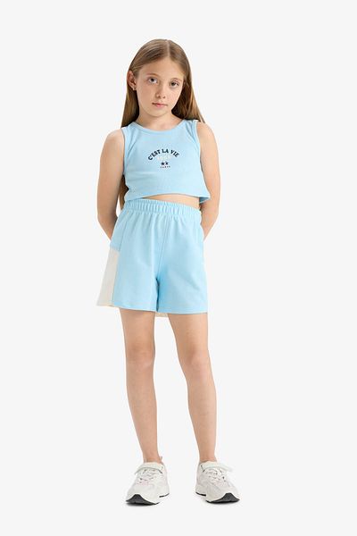 DeFacto Girl's 2 Piece Set Printed Sleeveless T-Shirt Shorts E4758A825Hs