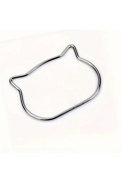 OZN AKSESUAR Cat Ear Bag Handle, Metal Handbag Handle, Metal Handle, Knitting Bag Handle Silver (Pair)