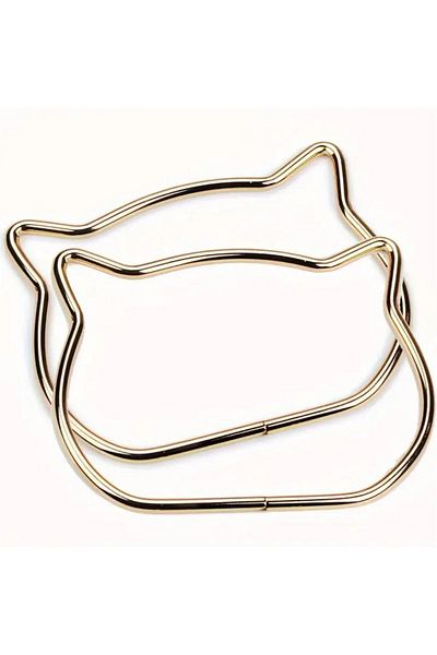 OZN AKSESUAR Cat Ear Bag Handle, Metal Bag Handle, Metal Handle, Knitted Bag Handle Gold (Pair)
