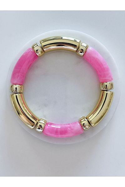 CHARMLUCKY Colorful Bone-Gold Elastic Bracelet