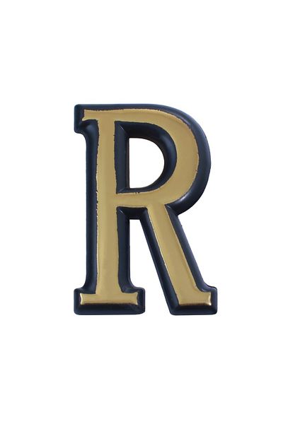 flores Plastic letter for apartment / gate, self-adhesive, gold, 55 mm, letter R