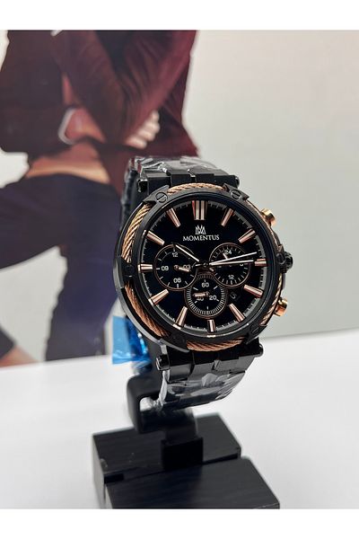 Momentus Black Men's Wrist Watch 10 Atm Waterproof with 3 Years Warranty