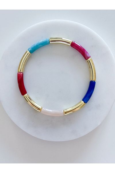 CHARMLUCKY Colorful Bone-Gold Thin Bracelet