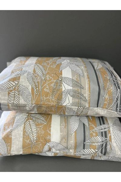 mihriban Σετ 2 Μαξιλαροθήκες με Floral Pattern Μπεζ 50x70 εκ