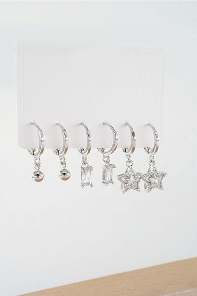 ARTEMİSİA Women's Vip Series Zircon Stone Mixed Figure 6-Piece Earring Set