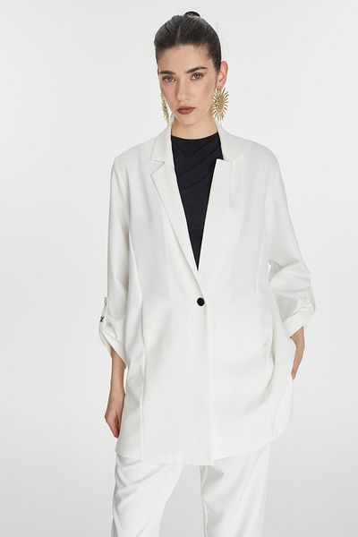Zühre Sleeve Detailed Jacket Trousers Ecru Set Tk-1144