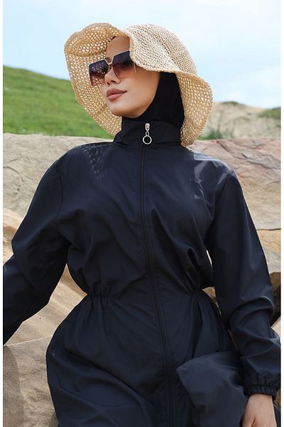 sefamerve Hijab-Badeanzug mit Tasche 2038-01 Schwarz