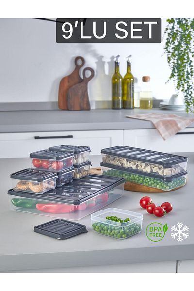 MİA HOME 9 Piece Picnic Breakfast Fresh Food Storage Container - Breakfast