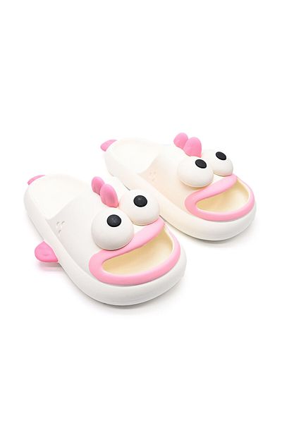 Tmall Women's Slippers, With Ugly Fish Cartoons, Foam, Pd1036, White