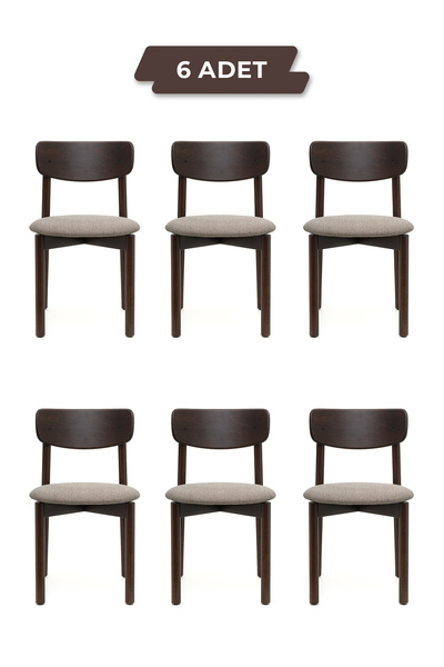 Tunçay Sandalye Keynote Ceviz Ahşap 6'lı Demonte Kumaş Kaplamalı Sandalye – K...