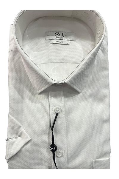 SÜVARİ Comfortable Fit 100% Cotton Dobby Short Sleeve Premium Pocket Shirt