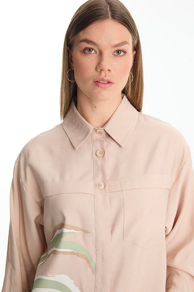 Zühre Patterned Buttoned Beige Double Suit Tk-1454