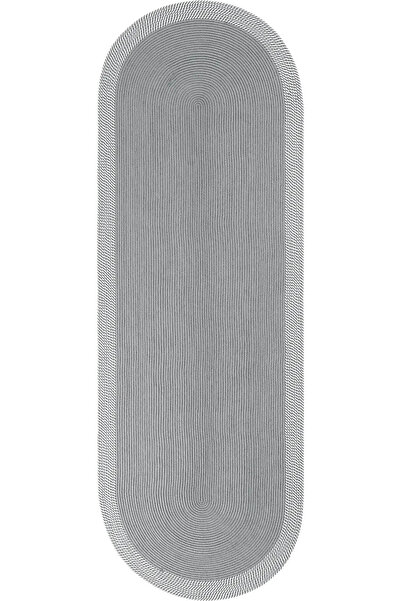 Halımax Milda 135 Çift Taraflı Jüt Halı Gri Oval Yolluk Antre Hol Koridor Halısı Hasır Dokulu Kilim