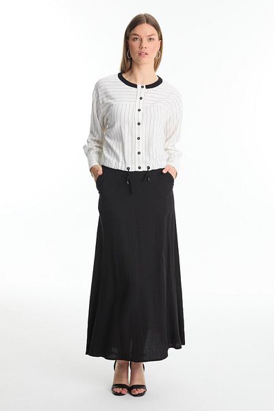 Zühre Striped Ecru/Black Double Suit Tk-1600
