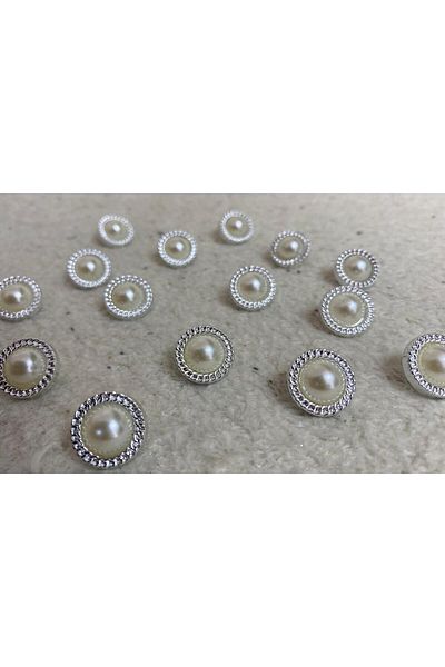 BRAVE TEKSTİL ÜRÜNLERİ Brave Textile Products 20 Size Pearl Stone Button - 20 Pcs