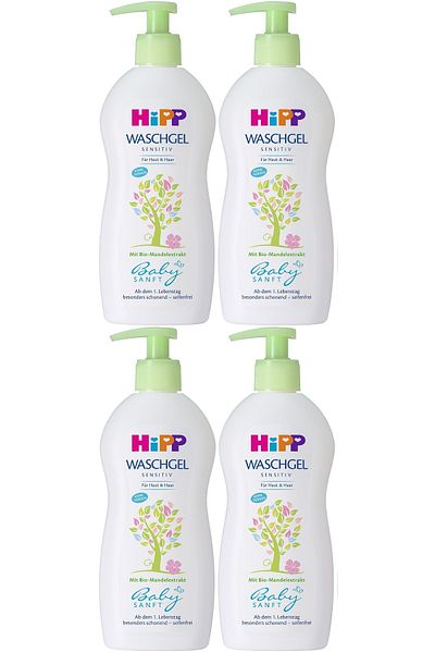 Hipp Babysanft Baby Hair and Body Bath Gel 400ml (Set of 4)