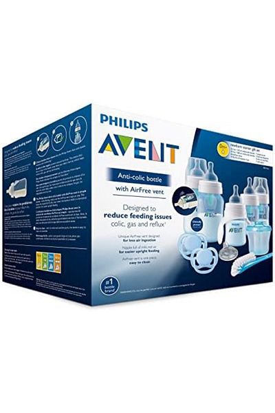 Philips Avent Anti-colic Baby Bottle with AirFree vent Beginner Gift Set Blue, SCD393/05