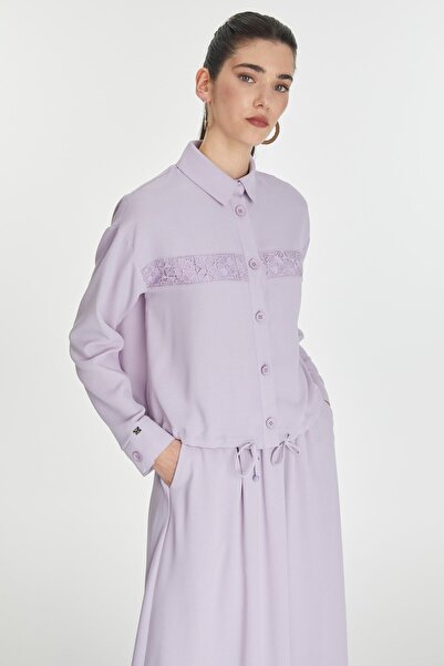 Zühre Lace Detailed Lavender Double Set Tk-1266