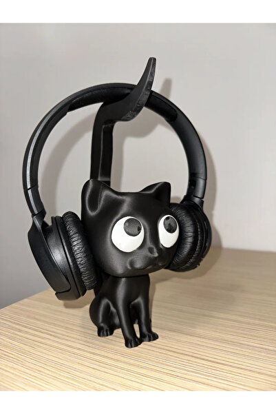 orjinalArt Eğlenceli Kedi Şeklinde Kulaklık Standı – Şık ve Fonksiyonel Tasarım