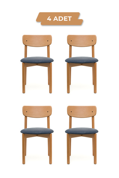 Tunçay Sandalye Keynote Natural Ahşap 4'lü Demonte Kaymaz Ayaklı Ahşap Sandal...