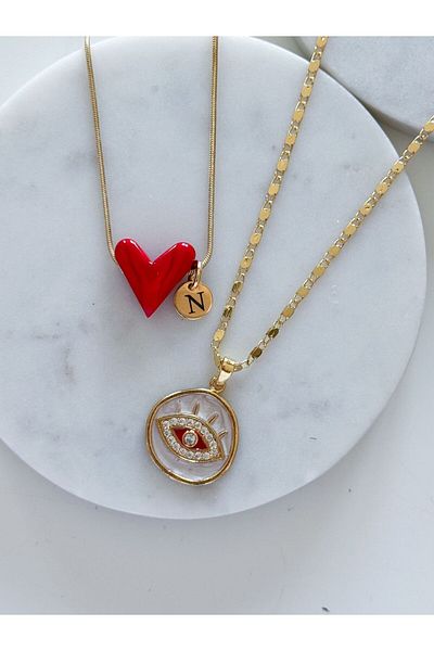 CHARMLUCKY Murano Red Heart (Letter) - Eye Pendant
