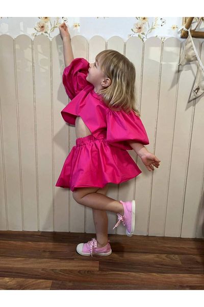 Kidmark Çocuk Modası Girl's Poplin Pink Skirt Suit