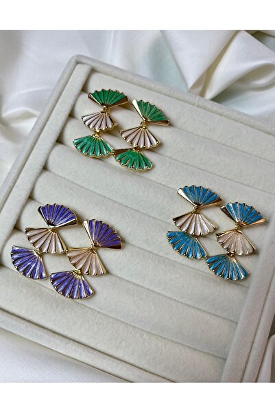 Orvix Accessories MOR KREM MOTİFLİ VİNTAGE KADIN KÜPE YAZLIK KÜPE ABİYE KÜPE HEDİYELİK KÜPE