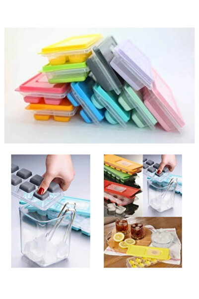 Parmeva 12 Hazneli Kaliteli Yapışmaz Silikon Bas Çıkar Buzluk Kare Buz Kalıbı