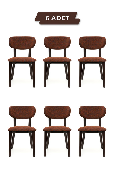 Tunçay Sandalye Rapsodi Ceviz Ahşap 6'lı Kaymaz Ayaklı & Sağlam Ahşap Sandaly...