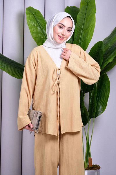 ZambakModa Kimono Set with Lacing Detailed Trousers
