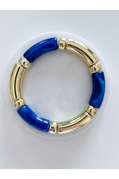 CHARMLUCKY Colorful Bone-Gold Elastic Bracelet