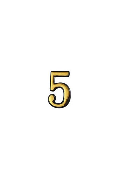 flores Plastic apartment/gate number, self-adhesive, gold, 55 mm, digit 5