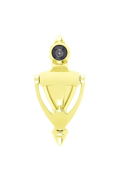 flores Door Viewer with Knocker, gold, 180 degrees