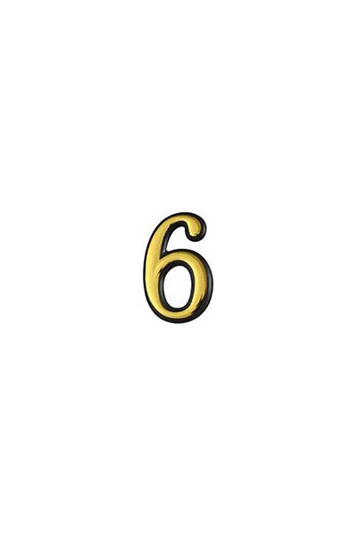 flores Plastic apartment/gate number, self-adhesive, gold, 55 mm, digit 6