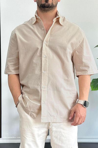 Edwox Ανδρικό Oversize Large Fit Βαμβακερό ύφασμα Mink edw363