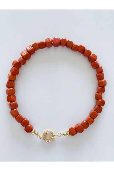 CHARMLUCKY Orange Glass Necklace