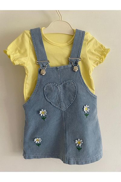 caliskanonline Daisy Patterned Summer Baby Girl Salopet Skirt