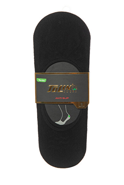 TOLIN Чоловічий 12-паковий набір чорних бамбукових шкарпеток з нековзним каблуком, невидимий 10800