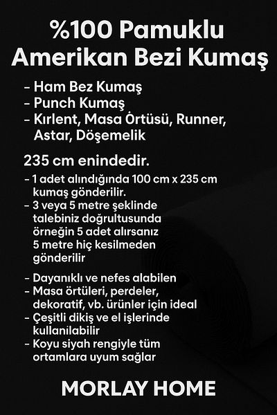 Morlay Ακατέργαστο μαύρο ύφασμα – Αμερικάνικο ύφασμα – Ύφασμα Punch & Liner – Μαξιλάρι, Runner, Κάλυμμα τραπεζιού, Ταπετσαρία