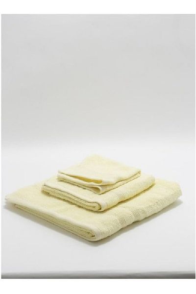 RISHAHOME 3-Piece Towel Set – Bath, Hand & Face Towels, Yellow, 70x140, 40x70, 33x33cm
