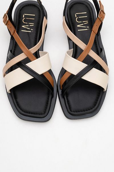 LuviShoes Sandale de damă ROUSE negre din piele naturală
